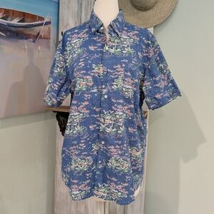 Izod Saltwater Island Scene Button Down Shirt